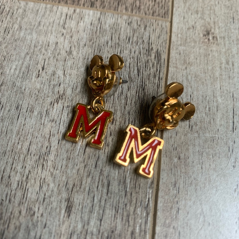Vintage Disney Mickey Mouse Gold and Red Earrings